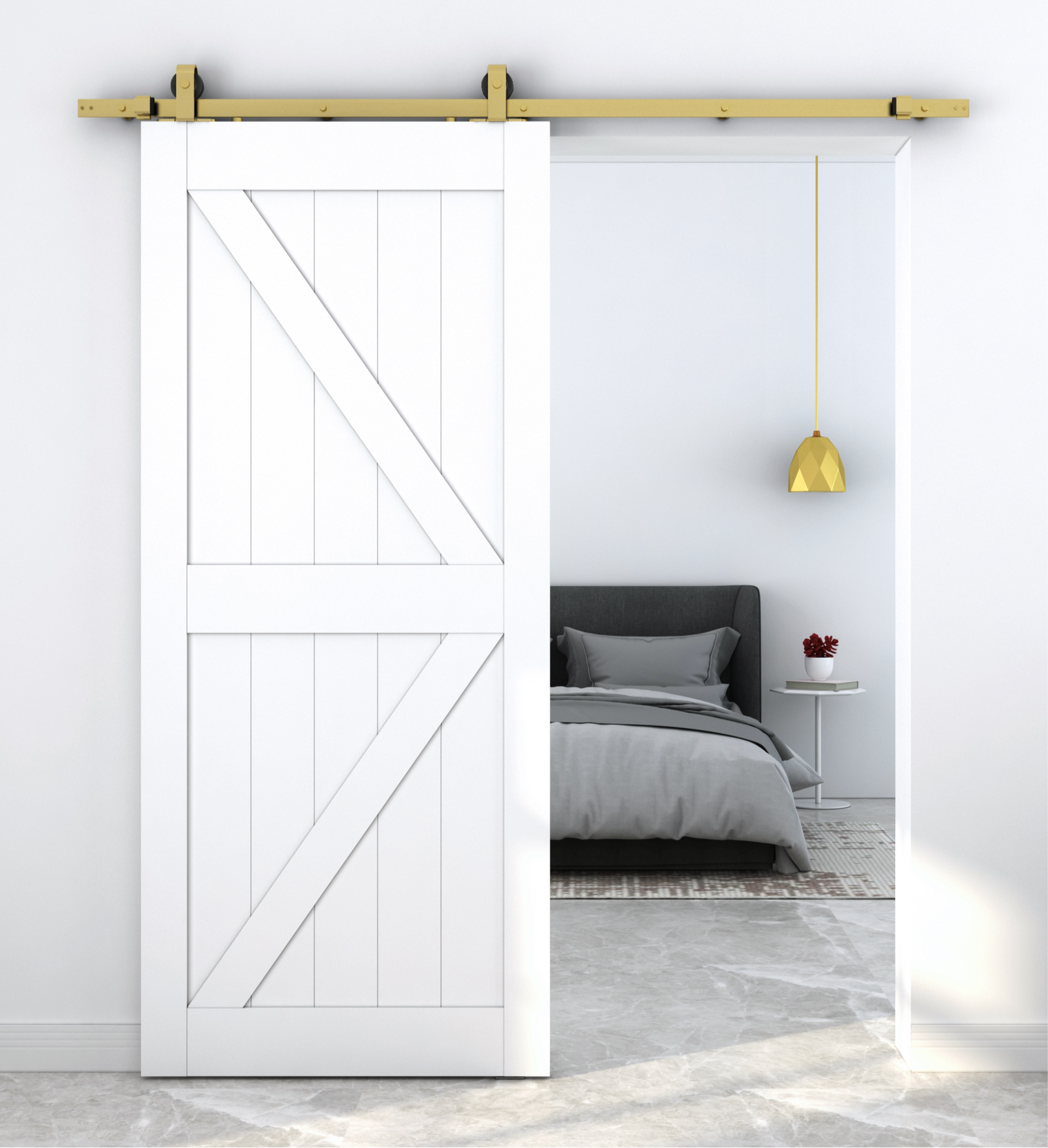 Brass / Golden Finish Sliding Barn Door Hardware GB01